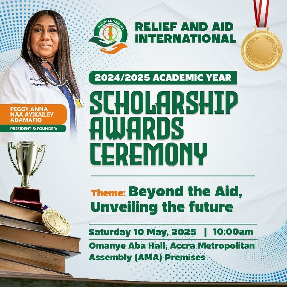 Relief and Aid International 2025 Scholarship Awards Ceremony flyer