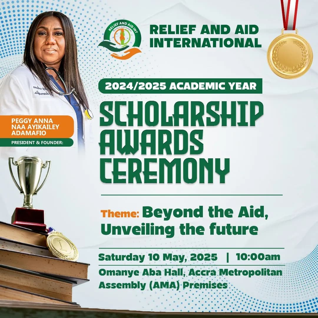 Relief and Aid International 2025 Scholarship Awards Ceremony flyer